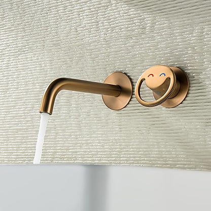 BiaoTeng Concealed Faucet for Bathroom Sink Wall Mount Hot and Cold Faucets for Bathroom Sinks Brass Brushed Rose Gold