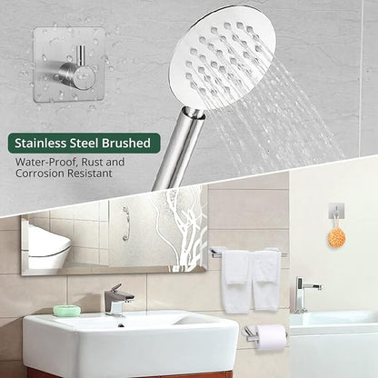 Self Adhesive Towel Bar, JiGiU Bathroom Hardware Set Include 16-Inch Bath Towel Bar,Toilet Paper Holder & 3 Packs Towel Hooks SUS304 Stainless Steel Wall Mount No Drill Sticky on Towel Holder Kit | With 16" Bath Towel Bar,Toilet Paper Holder & 3PCs Tow...