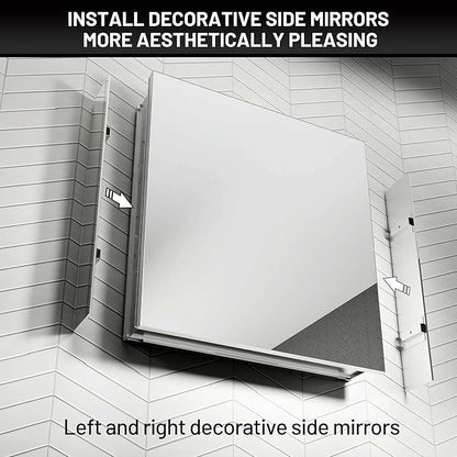 48 x 24 Medicine Cabinet Mirror for Bathroom,Assembly Required,Aluminum Alloy Frame,Surface-Mount Only,Mirrored Side Panel,Adjustable Shelves,Bathroom Medicine Cabinet with Mirror