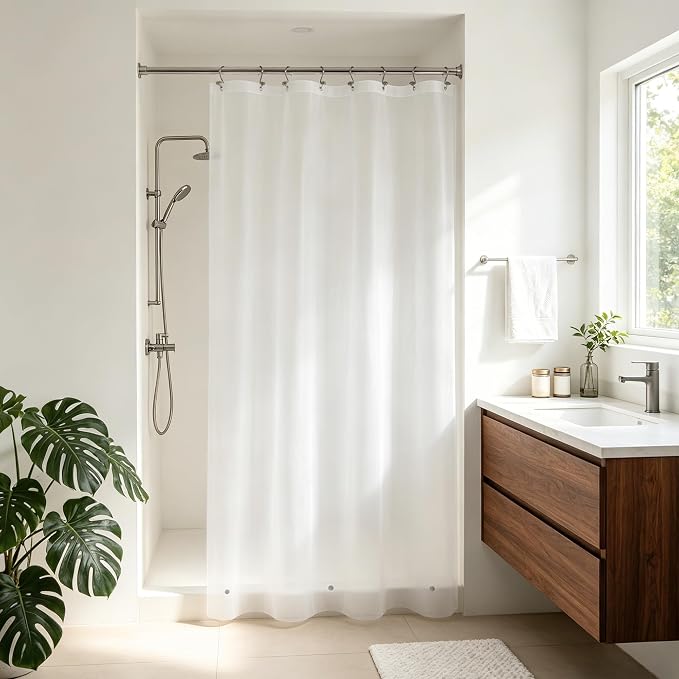Barossa Design 48" x 72" Frosted Stall Shower Curtain Liner with 3 Magnets - Waterproof PEVA Shower Liner for Small Bathroom Stall, PVC Free, Metal Grommets - Frost, 48x72