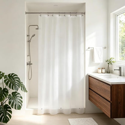 Barossa Design 48" x 72" Frosted Stall Shower Curtain Liner with 3 Magnets - Waterproof PEVA Shower Liner for Small Bathroom Stall, PVC Free, Metal Grommets - Frost, 48x72