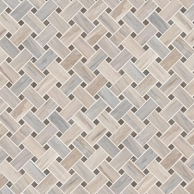 MSI Angora 12 in. x 12 in. Polished Marble Basketweave Tile Mesh-Mounted Mosaic for Kitchen Backsplash, Bathroom, Accent Walls & Shower