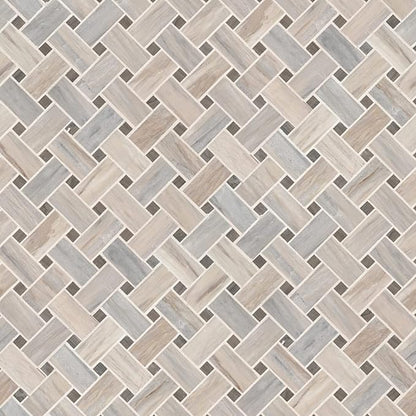 MSI Angora 12 in. x 12 in. Polished Marble Basketweave Tile Mesh-Mounted Mosaic for Kitchen Backsplash, Bathroom, Accent Walls & Shower