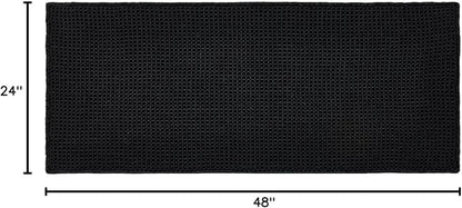 TYUU Black Waffle Bath Mat, Boho Bathroom Rugs Non Slip Washable, 48x24 | Super Absorbent Quick Dry Bath Rug, Non-Slip Backing, Soft Waffle Washable Farmhouse Bathroom Mats, Tub, Shower & Home Decor