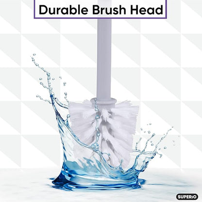 Superio Ribbed Collection Toilet Bowl Brush and Holder Set, Decorative Plastic Bathroom Toilet Brush with Holder, Toilet Cleaner Scrubber, Brown - 1 Pack
