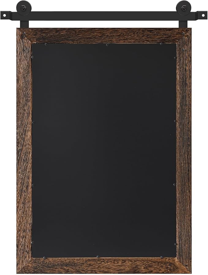 COGOOD Farmhouse Bathroom Mirrors for Over Sink - 38 x 25 Black Brown | Rustic Barn Door Wood Framed Vanity Mirror for Entryway, Living Room, Bedroom, Dresser Wall Decor