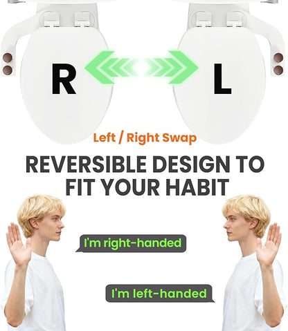 Toilet Bidet With Left/Right Side Reversible Design, Fresh Water, Non-Electric, Toilet Bidet Attachment, Right/Left Hand Side with Dual Nozzle, Self-Clean, Easy to Install (Brown Knob)
