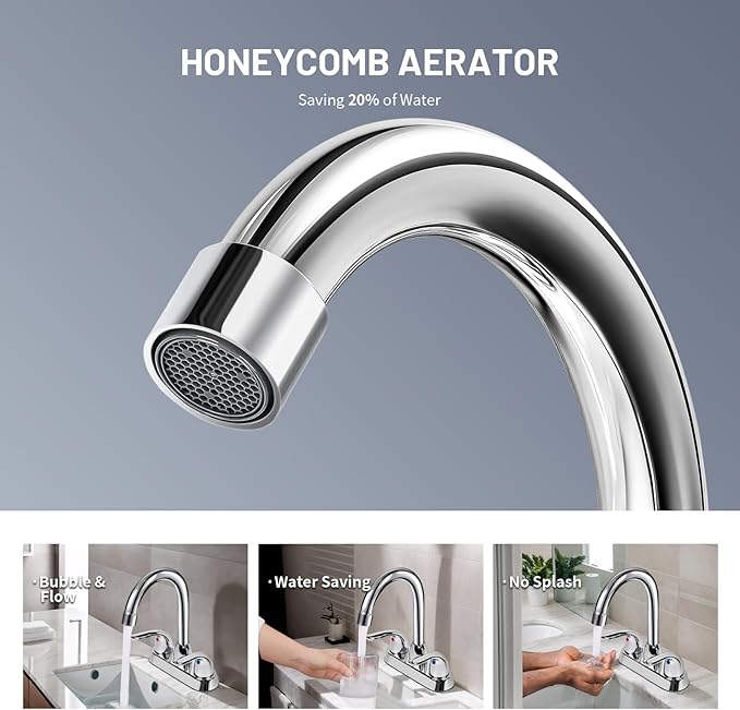 Bathroom Sink Faucet for 3 Hole, 4 Inch Stainless Steel Faucet for Bathroom, Bathroom Faucets with Deck Plate & Pop-Up Pop-Up Drain Assembly 2-Handle Faucet for Bathroom Sink Vanity RV Restroom