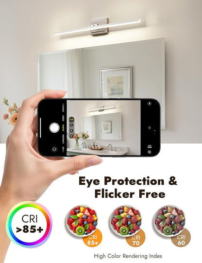 31.5 Inch Modern Bathroom Light Fixture, 18W 5CCT Dimmable LED Chrome Bathroom Vanity Lights Over Mirror, Vanity Lights for Bathrooms Restroom Mirror- ETL Certified