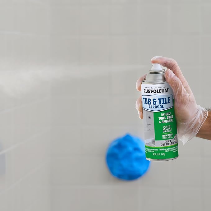 Rust-Oleum Tub & Tile Coastal Fog Spray Paint | Bathroom Surface Refresh, Ceramic Porcelain Fiberglass, Durable Moisture Resistant Finish, 12 Oz