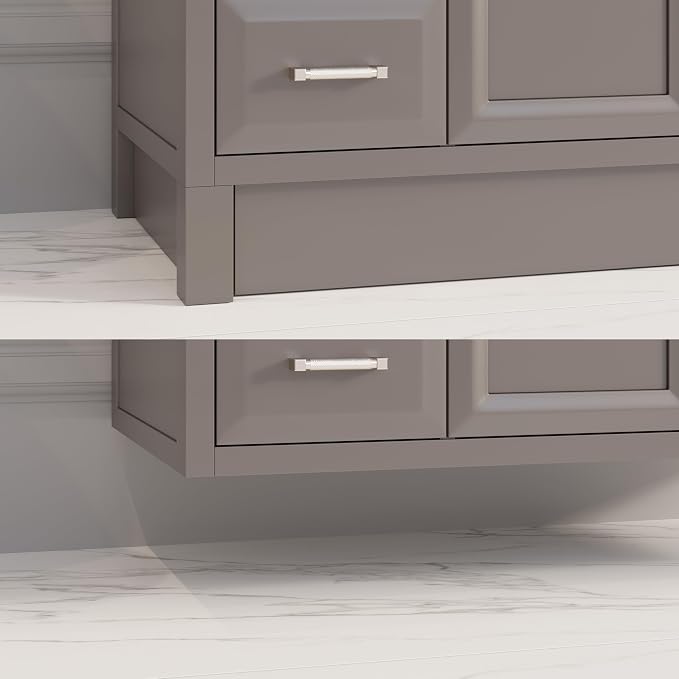 Capri III 48" Single Sink Bathroom Vanity With Stealth Organizer, Solid Wood Bathroom Cabinet with Engineered Stone Countertop & Backspalsh, Soft Closing Door & Drawer, Pre-Assembled, Mink