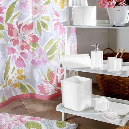 Izod - Bathroom Set, 4pc Resin Countertop Accessories, Modern Home Decor, Dorm Room Essentials (Marina Collection, White)