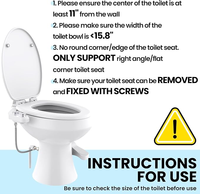 RV Bidet Toilet Seat Attachment Support for SEAFLO, RV Bidet for Camper Toilet, Self/Rear/Front Cleaning, Non-Electric Adjustable Water Pressure, Fresh Water (Chrome Knob for SEAFLO)