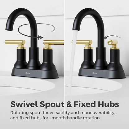 Pfister Capistrano Bathroom Sink Faucet, 4-Inch Centerset, 2-Handle, 3-Hole, NSF Certified, Matte Black and Brushed Gold Finish, LF048CSOBBG