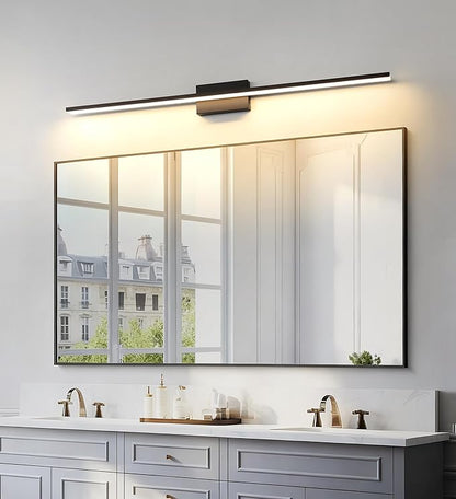 JUSHENG Black Modern LED Vanity Lights for Bathroom Light Fixtures, 47.24 Inch 42W 5CCT Dimmable Vanity Light Bar Bathroom Lighting