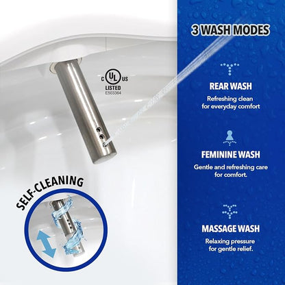 Barumi Bidet [BM-4000], Electric Bidet Toilet Seat, Heated Seat, Warm Water, Position Control, Eco-Mode, Self Cleaning