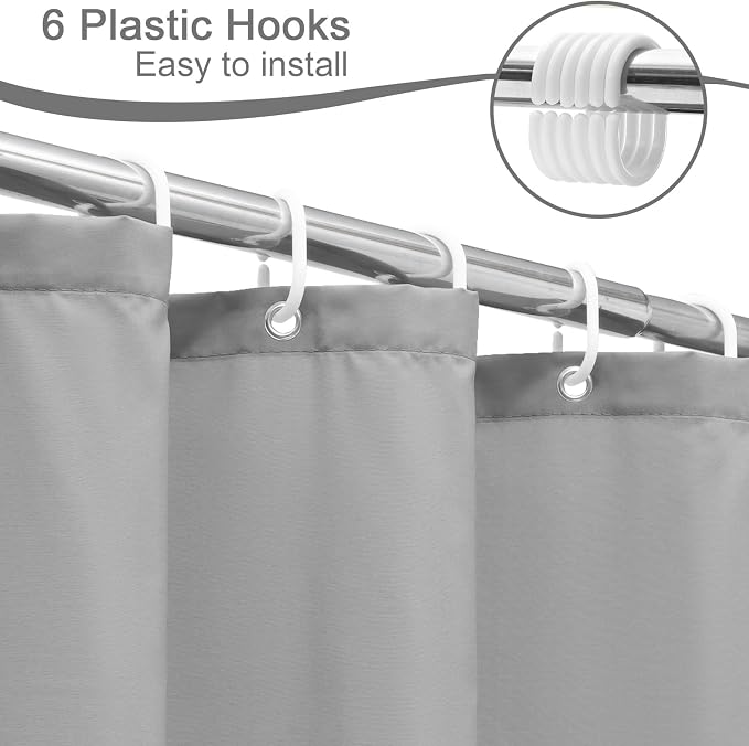 AooHome 36 Width x 72 Height Inch Stall Size Shower Curtain, Fabric Bathroom Curtain for Hotel, Water Repellent, Light Grey