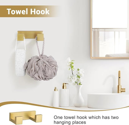 Lairuier Brushed Gold Bathroom Accessories, 23.6 inches Towel Bar Set | Including Towel Bar, Towel Holder, Toilet Paper Holder, Towel Hook, SUS304 Stainless Steel Bathroom Towel Holder Hardware Set