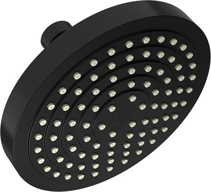 Winthorpe Conservation Rain Shower Head, Matte Black, Round, Low Flow, High Pressure, 1.8 GPM Water Saving, 360 Degree, Eco and Energy Efficient Rainfall Showerhead
