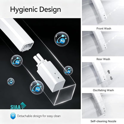 R&T V303 Electric Bidet Seat, Auto-Open Elongated Toilet Seat, Instant Warm Water, Adjustable Heated Seat, Air Dryer, Night Light, Remote Control, Bidet Attachment for Toilet
