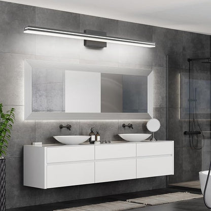 SineRise 48-Inch LED Modern Bathroom Vanity Light Bar, Matte Black Modern Acrylic Bathroom Wall Lighting Fixtures Over Mirror (Cool White 6000K)