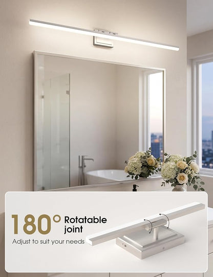 VOLISUN Modern Bathroom Vanity Light 48 inch, Rotatable, 40W Dimmable 5CCT Led Bathroom Light Fixture Over Mirror, Brushed Nickel Bar Vanity Light for Bathrooms Mirror Restroom-ETL Certificated