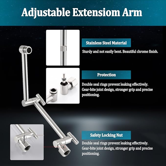 All Metal For California Rain Shower Head with Handheld Spray Combo, YDmeet 8 Inch Rainfall Shower Head, 14" Adjustable Extended Arm, Stainless Steel Handheld, 3 Way Diverter, 71" Hose, Brushed Nickel