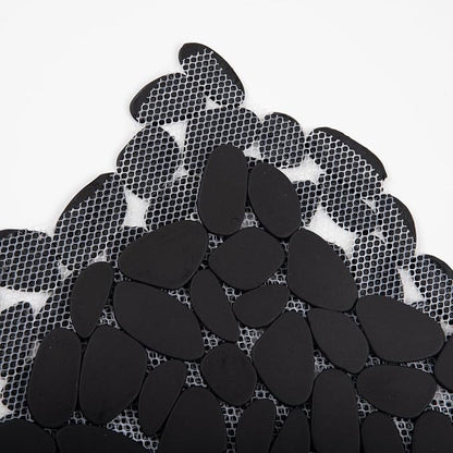 Pebble Tile for Shower Floor, Black Long Oval Pebble Mosaic Backsplash for Kitchen Bathroom Wall and Floor Tile and Outdoor Areas, 5 Sheets