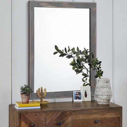 AAZZKANG Wooden Mirror Rectangle Rustic Mirrors for Wall Decorative for Bedroom Bathroom Living Room Entryway Hanging Home Decor 28"x20"