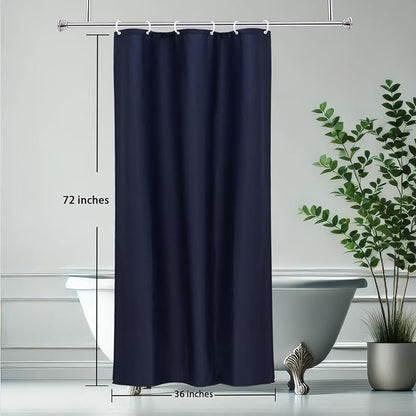 AooHome Small Shower Curtain Liner, Polyester Soft Solid Color Shower Curtain with Hooks for Hotel, Weighted Hem, Water Repellent, Navy Blue, 36x72 inch