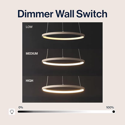 JONATHAN Y 15.75" Beige Modern Integrated LED Pendant Light, Dimmable Round Hoop Chandelier for Kitchen Island, Dining Room, Adjustable Height Metal Hanging Light (JYL7202H)