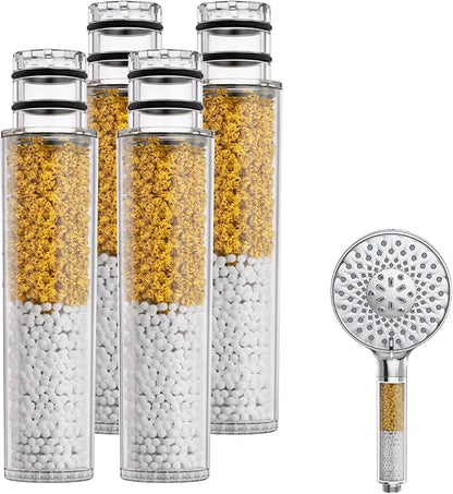SR SUN RISE Shower Filter for Handheld Shower Head, NSF Certified 4 Pack Replacement Filters for Hard Water Remove Chlorine and Harmful Substances Only Fits SR SUN RISE Shower Head