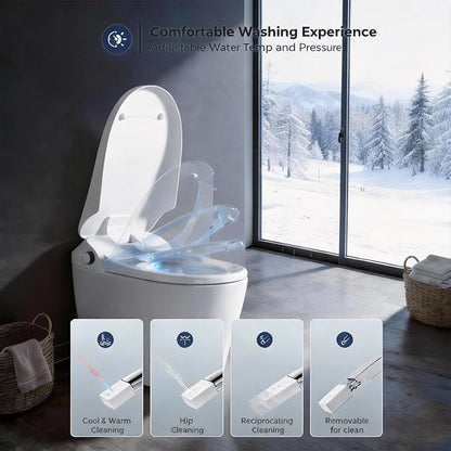 ‌VANCOCO Smart Toilets with Built-in Bidet,One-Piece Toilets with Toilet Bidet,Smart Toilets and Bidets with Night Light & Heated Seat,Warm Water Wash & Air Dryer