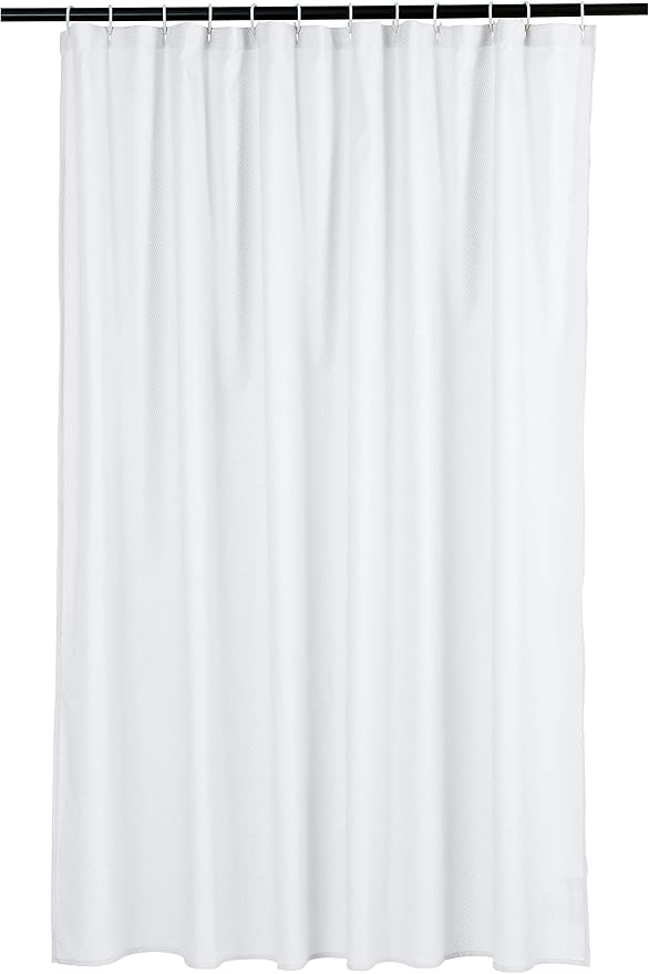 Amazon Basics Lightweight Super Soft Easy Care Microfiber Waffle Texture Shower Curtain, 72" x 72", White (Pack of 8)