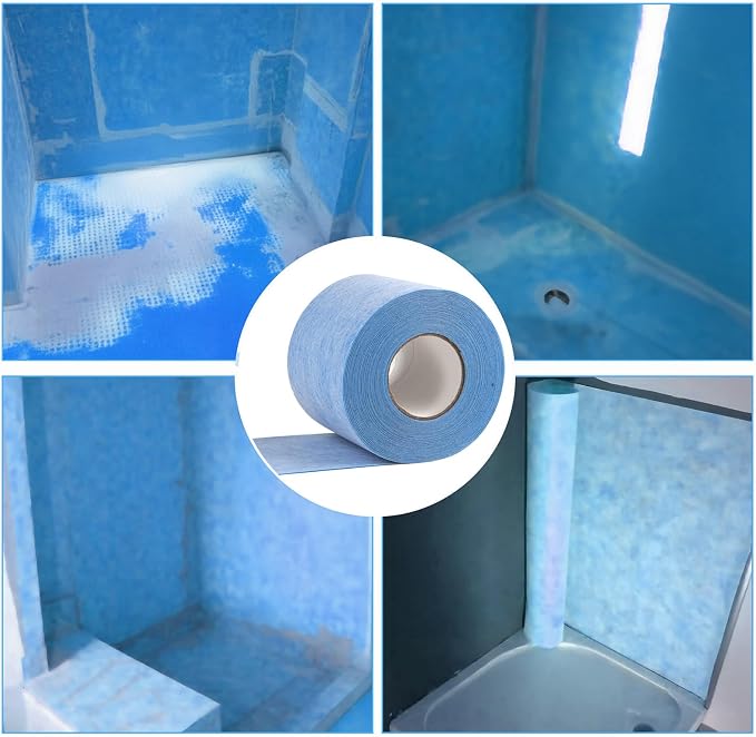 Shower Waterproofing Membrane Roll, 5 in x 100 Ft, 42 Sq Ft | Blue HDPE roll for shower membrane seams, corners and wall-to-floor joints; bonds with thin-set mortar for a secure install