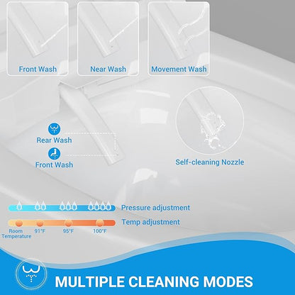 Smart Toilet with ADA Height, Bidet Built-In, Off-Seat Auto Flush, Foot-Sensor, Instant Hot Water and Warm Air Drying, LED Display, Toilet with Light Strip