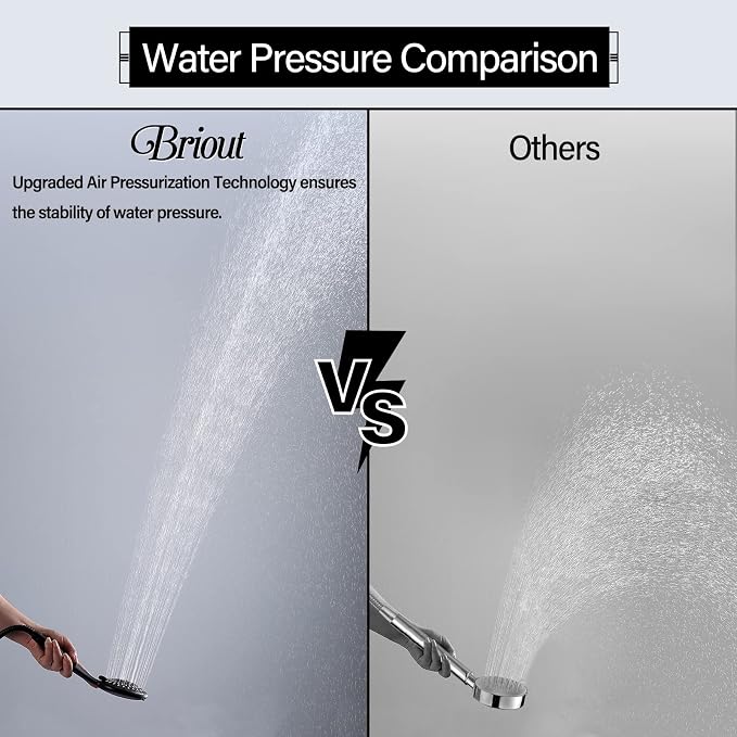Handheld Shower Head High Pressure 5-Settings with Hose, Matte Black | Powerful Water Spray, Against Low Pressure Water Flow, 59 Inch Stainless Hose, Adjustable Mount