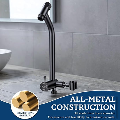 G-Promise Metal Shower Diverter with Low Handheld Holder (Brushed Nickel) | 10 Inch Downward-Extend Bracket for All Heights, 4 Spray Modes with Pause, Anti-Leak, Easy Install, Universal Replacement
