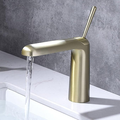 Faucet for Bathroom Sink Single Handle Brass Bathroom Water Faucet Single Hole Brushed Gold