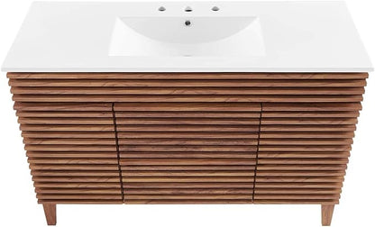 Modway Render 48" Single Bathroom Vanity in Walnut White