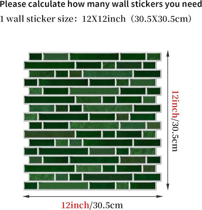Alwayspon 10 Sheets 12" x12inch Emerald Green Marble Effect Vinyl Tiles, Backsplash, Self-Adhesive Peel and Stick Wall Tile Stickers, Stick on Subway Tiles for Kitchen Bathroom Wall Decor