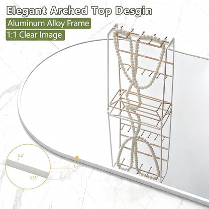 Dewfig Full Length Mirror, 70"x26" Arched Full Body Mirror, White | Aluminum Alloy Frame Floor Mirror, HD Shatterproof Tempered Glass, Lean/Stand/Wall for Living Room,Bedroom, Dressing Room
