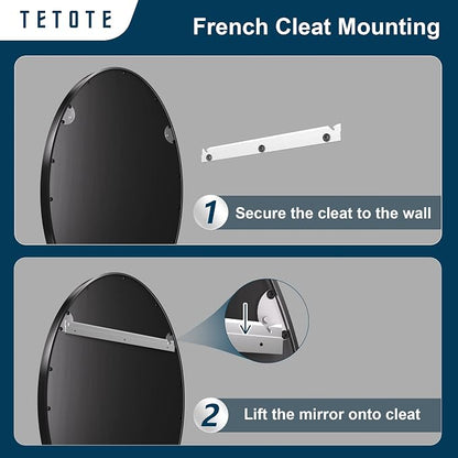 Black Oval Bathroom Mirror, 24 x 36 Matte Black Framed Wall Mounted Mirror for Vanity, Modern Decorative Shatterproof Oval Wall Mirrors for Entryway, Living Room, Bedroom