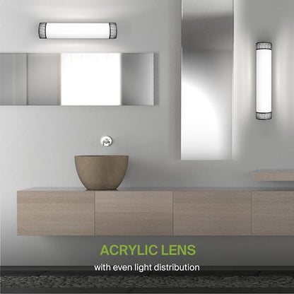 ASD 24 Inch LED Bathroom Vanity Light, 5CCT 2700K-5000K 25W, Dimmable Bathroom Light Fixtures, Modern Vanity Lights for Bathroom Lighting Fixtures Over Mirror, Wall Light Bar, Black, ETL, 4 Pack