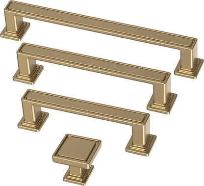Franklin Brass 10 Pack Champagne Bronze Gold Cabinet Knobs 1 inch (25mm) Kitchen Cabinet Handles and Drawer Knobs for Cupboards, Dressers, Furniture, Bathroom Vanity |Recessed Square