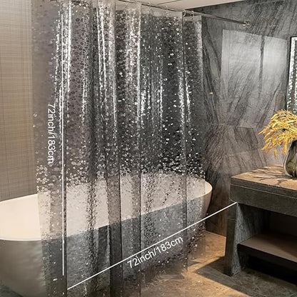 Shower Curtain Liner, 100% Waterproof Eva Shower Curtains with 3 Duty Heavy Bottom Magnets and 12 Rust Proof Grommets, 72x72 Weighted Shower Liner for Shower Stall, Bathtubs