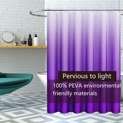 Shower Curtain Liner, Purple Lightweight Shower Curtain Liners, Plastic Shower Curtains, 72x72 inch PEVA Shower Liner with 12 Grommet Holes and Magnetic Weights