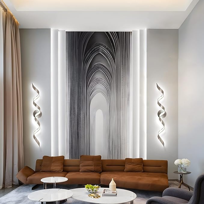 Dimmable Modern LED Bathroom Vanity Light 32 inch, 20W Spiral Design Bathroom Light Fixtures Over Mirror, Wall Light Fixtures for Bedroom Living Room, 6000K White Light