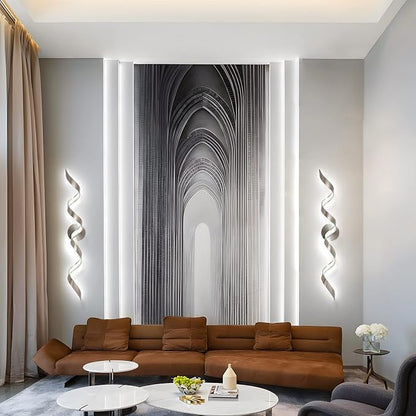 Dimmable Modern LED Bathroom Vanity Light 32 inch, 20W Spiral Design Bathroom Light Fixtures Over Mirror, Wall Light Fixtures for Bedroom Living Room, 6000K White Light