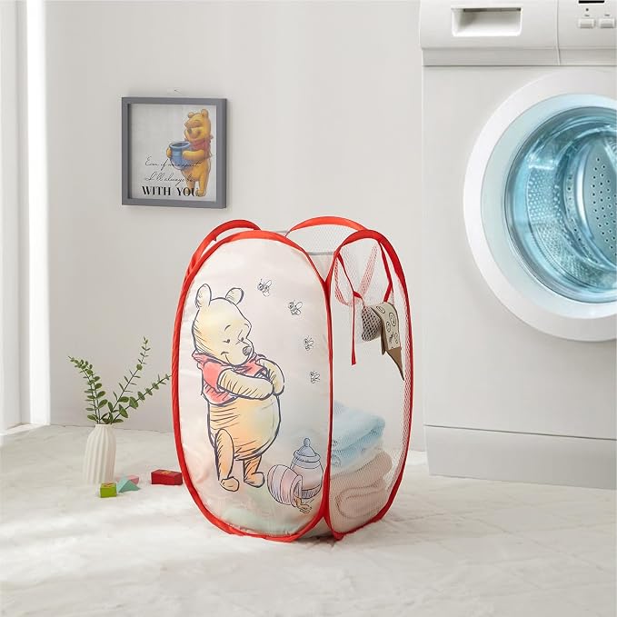 Disney Winnie the Pooh Pop Up Hamper – Collapsible Laundry Basket with Durable Carry Handles – 21'' x 13.5'' – Lightweight Storage Bin for Nursery, Bedroom & Toys